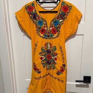 Embroidered Yellow Mexican Dress